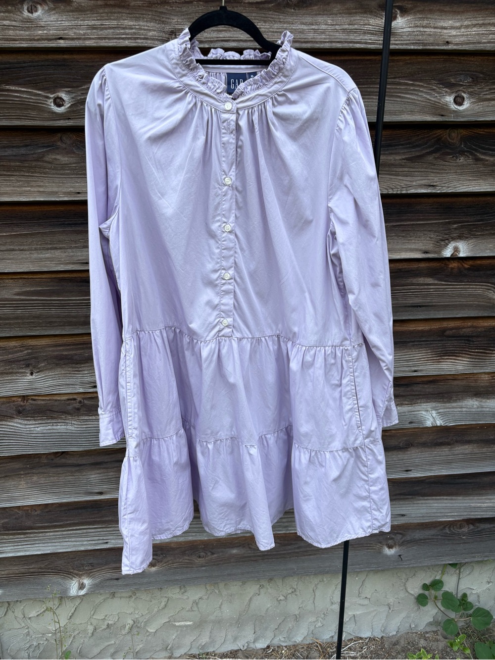GAP Lavender Tiered Long-Sleeve Button Dress